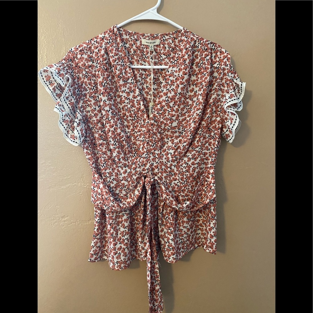 Max Studio - red floral blouse